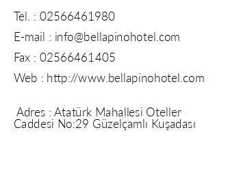 Bella Pino Hotel iletiim bilgileri